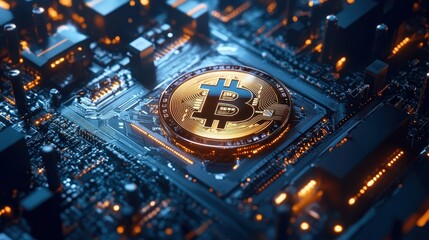 Blockchain Cryptocurrency Mining A close-up of mining rigs working to mine cryptocurrency, highlighting the complex and high-tech process of digital currency mining.