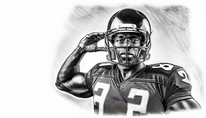 Charcoal drawing of a quarterback