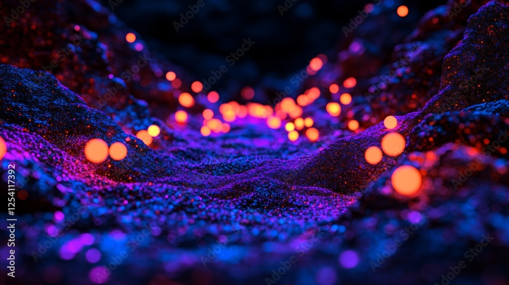 Poster wave featuring multiple dots. network of shining particles joined by lines. abstract digital backgro