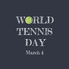 World Tennis Day background with a tennis ball on dark blue background. March 4