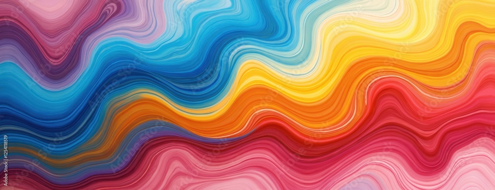 Poster abstract bright background with fluid acrylic paint and ink waves. colorful rainbow swirls for moder