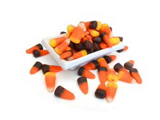 Candy corn on white background