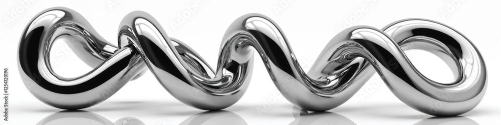 Leinwandbilder chrome metal isolated 3d curved shape. silver steel polished element with geometric sphere design an
