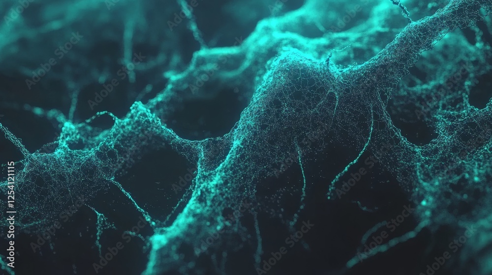 Poster dynamic lines create a detailed generative fractal graphics effect against an abstract digital techn