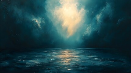 A faint, ethereal blue light casting a subtle glow over a neutral canvas.