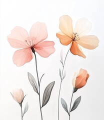 Naklejka premium Pastel floral bouquet, watercolor style, white background, print design