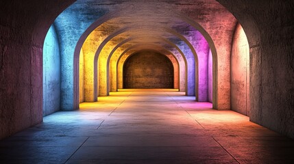 Obraz premium A 3d rendered image showcasing an abstract neon backdrop