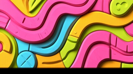 Fototapeta premium Aesthetic Purple and Turquoise 3D Rippled Design. Trendy Background Featuring Organic Textures
