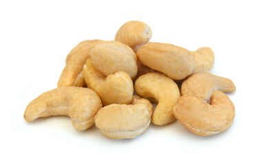 Cashew nuts on white background