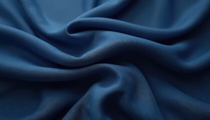 Obraz premium Luxurious smooth blue fabric with elegant folds. Soft silk material with flowing drape creates abstract texture background. Ideal for fashion design, stylish textiles projects.