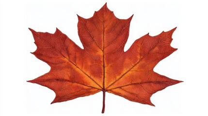 Obraz premium A vibrant red maple leaf showcasing autumn colors, symbolizing the beauty of fall and nature's transformation.