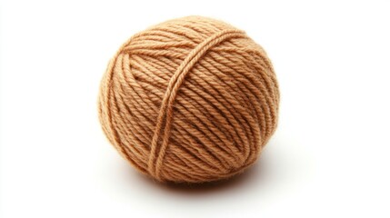 A ball of light brown yarn isolated on white background.