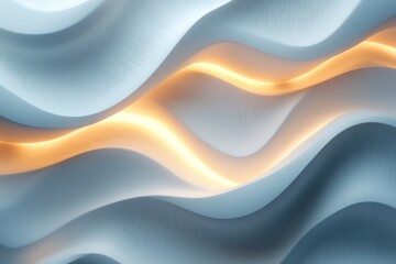 Abstract Blue Waves Illuminated By Warm Light