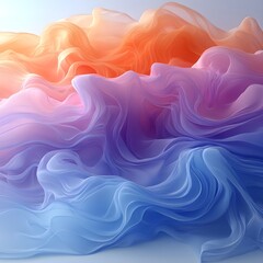 Fototapeta premium A flowing pastel wave pattern, softly dissolving into a white background.