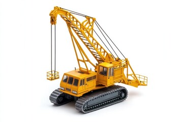 Yellow Crawler Crane Model Isolated on White Background