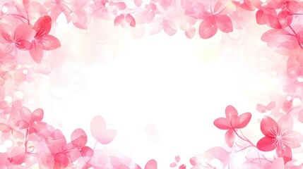 Delicate Pink Blossoms Frame White Space