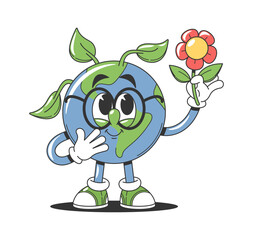 Kawaii Earth planet comic character