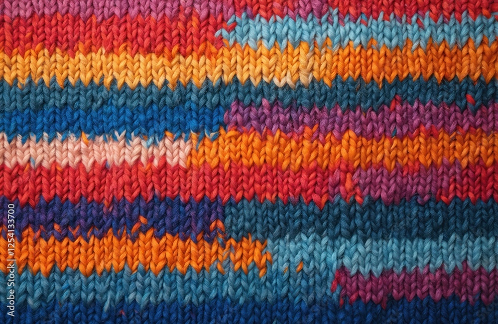 Poster seamless horizontal texture abstract multicolored background. knitted pattern of woolen threads form