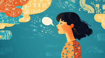 A user interacting with an AI-powered translation chatbot, conversing in multiple languages as the chatbot instantly translates spoken words into written text.