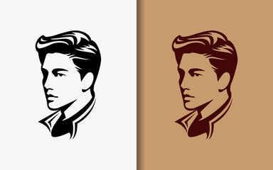 Silhouette of a handsome man's face.