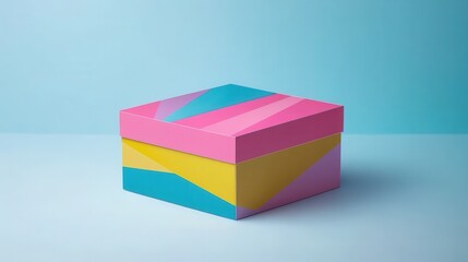 Box Mockup with Bold Branding Design A box mockup featuring bold branding design, perfect for product packaging, subscription services, or company promotions.