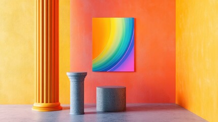 Poster Mockup with Vibrant Event Design A poster mockup featuring a vibrant event design, perfect for promoting festivals, concerts, or large-scale events.