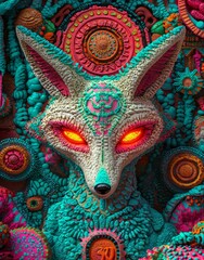 Mystic Fox: A mesmerizing digital illustration of a fox illuminated by an otherworldly glow