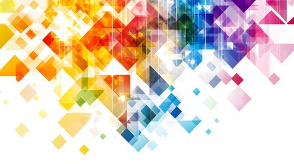Vector background with colorful triangles and squares on a white background
