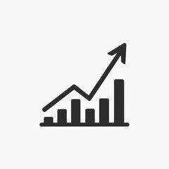 Upward trend in growth chart with bars and arrow, business success