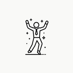 Obraz premium Joyful businessman celebrating success with raised arms, motivation