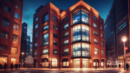 office buildings at night