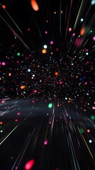 A vibrant burst of colorful dots and streaks against a black background, representing the dynamic nature of digital marketing
