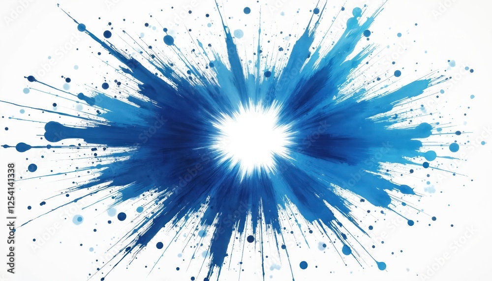 Poster illustration of blue burst effect on white. abstract design with vibrant colors, energetic visual el