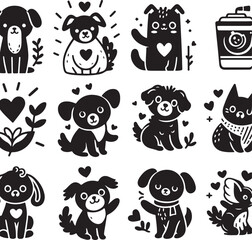 Fototapeta premium set of dog animals