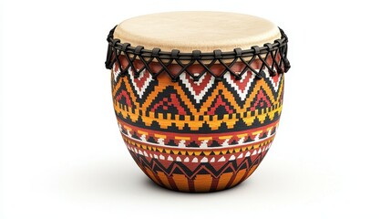 A vibrant, intricately designed drum featuring colorful patterns, ideal for music enthusiasts and cultural celebrations.