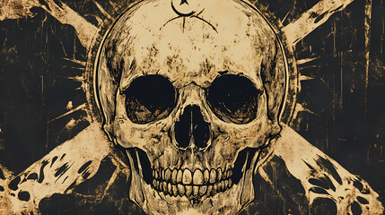 Skull antique tarot card, occult vintage background vintage illustration. Eclipse Prophecies. Illustration