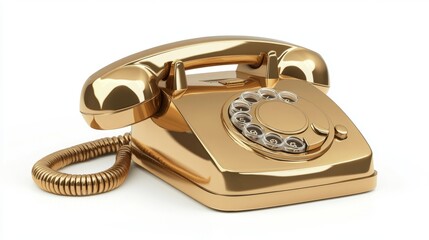 Antique telephone isolated on white background. 3D illustration. 