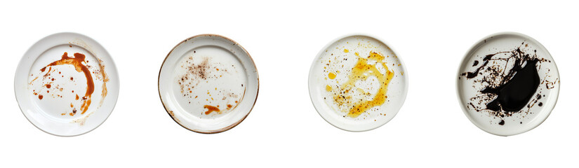 Dirty White Plate with Sauce Stains  set 