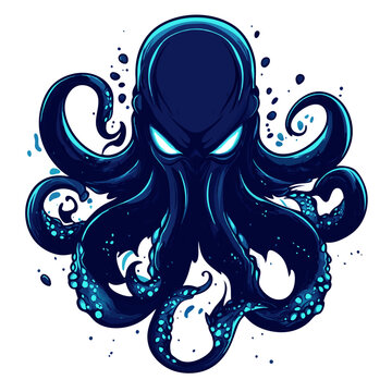 Colossal kraken esports logo with glowing abyssal eyes captures the fierce essence of competitive gaming in a bold design