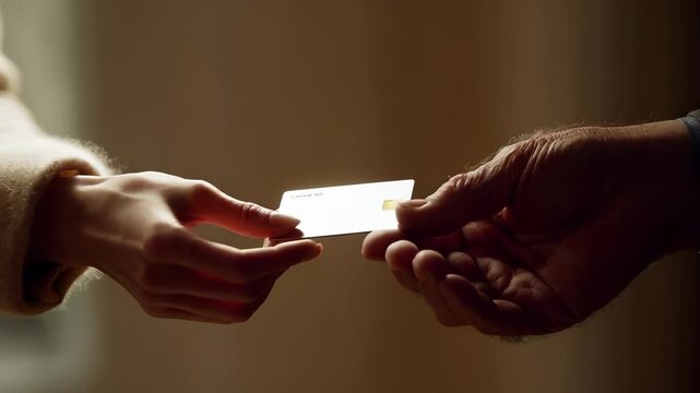 Hand Passing Card to Another Hand