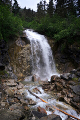 Rushing Waterfall in Alaskan Wilderness