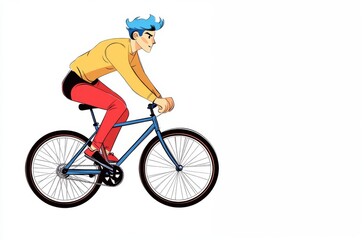 Obraz premium Young man riding bicycle in national bicycle month