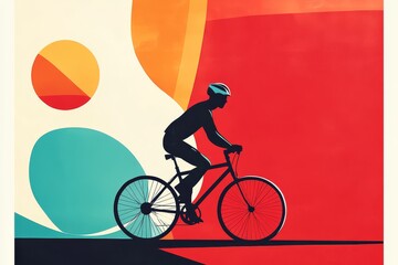 Fototapeta premium Cyclist riding bicycle during national bicycle month promoting healthy lifestyle