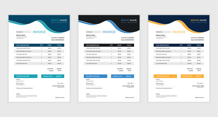 cleam  creative business invoice design with various colour skim | Printable  invoice design template