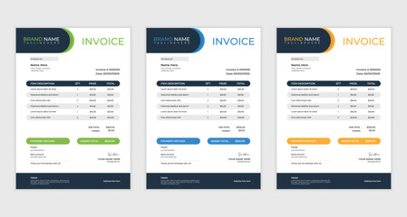 cleam  creative business invoice design with various colour skim | Printable  invoice design template