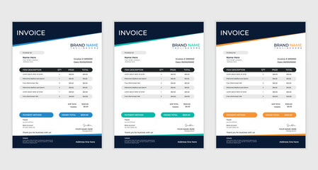 cleam  creative business invoice design with various colour skim | Printable  invoice design template