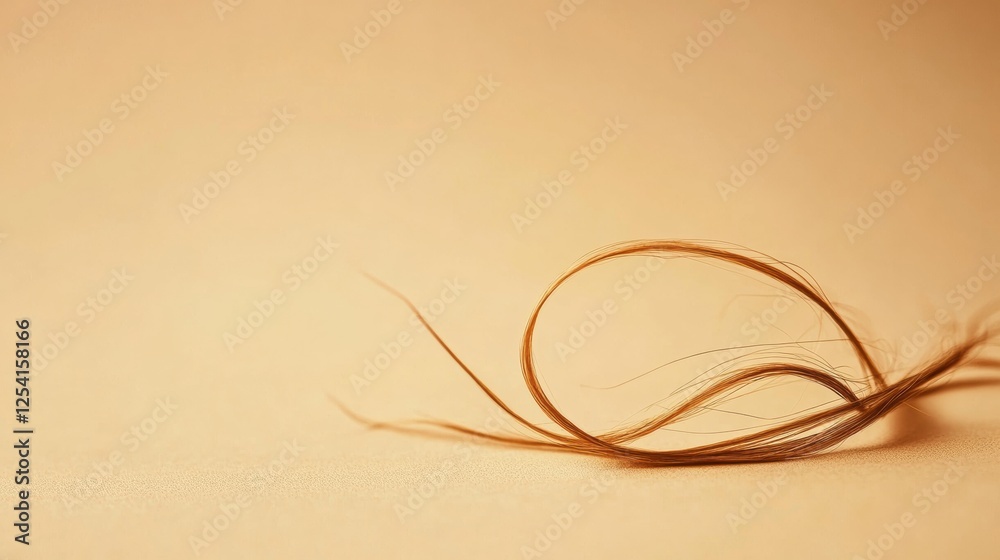 Poster Macro view of a broken strand of hair against a soft neutral background capturing delicate details and textures. Generative AI