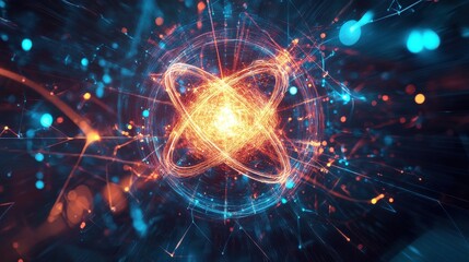 Fototapeta premium Quantum System Glowing with Intricate Holographic Design