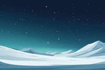 Obraz premium Serene winter landscape under a starry night sky with gentle snow covered mountains. Generative AI
