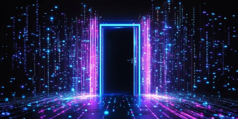 Neon Doorway to Digital Realm